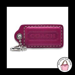 2" Medium COACH Pink Leather Nickel Key Fob Bag Charm Keychain Hang Tag